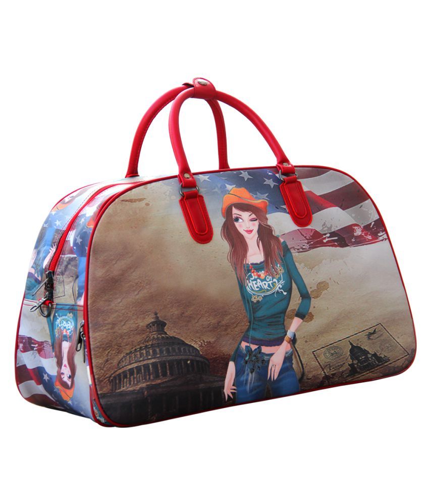 printed duffle bags