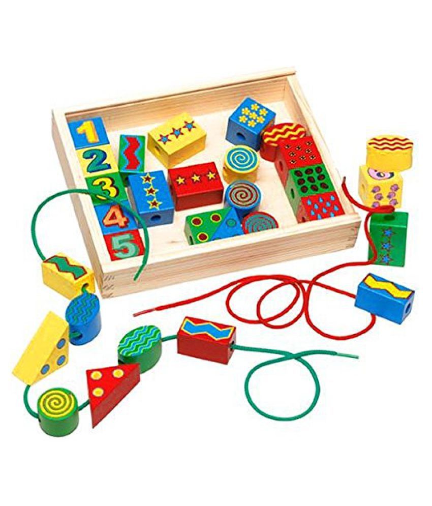 melissa & doug wooden stringing beads in a box