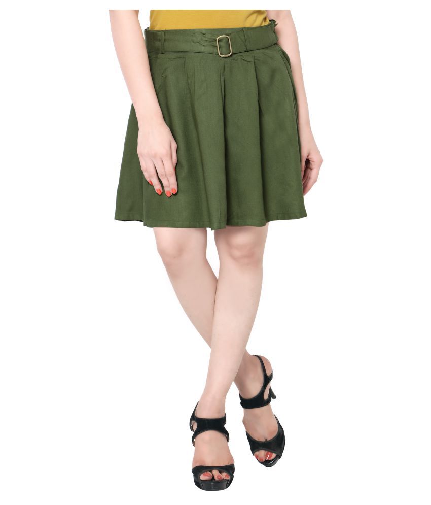 Download Buy Theia Green Viscose Skater Skirt Online at Best Prices ...