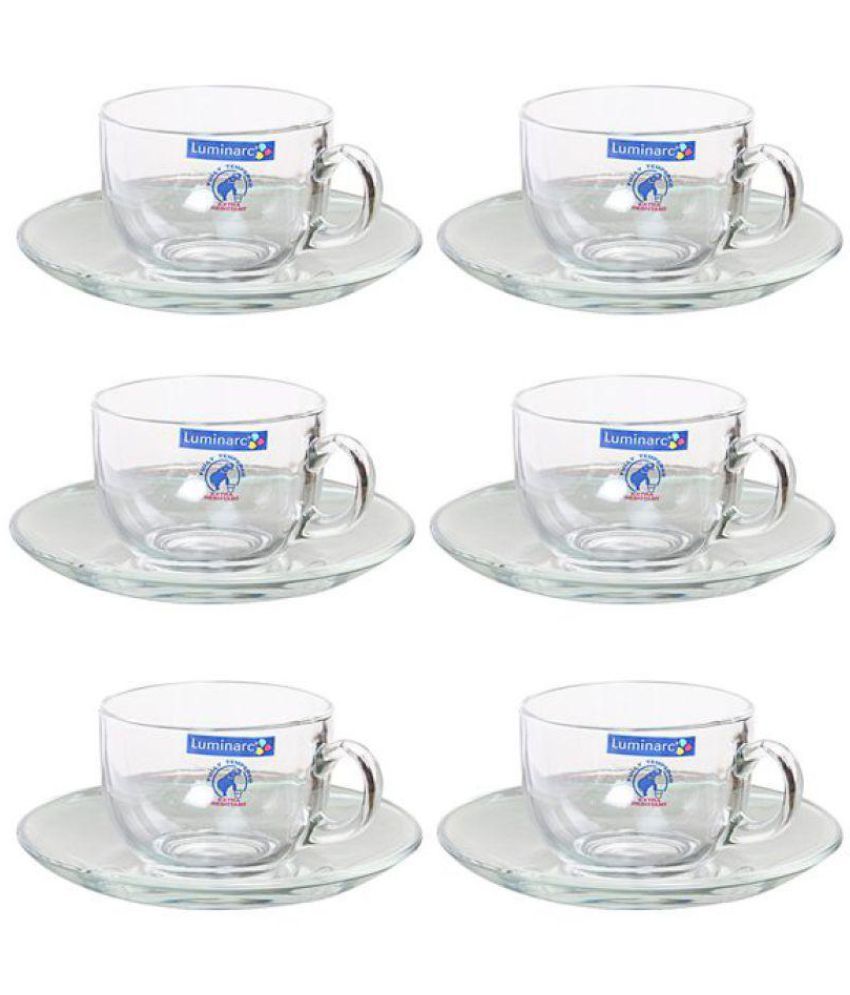 Luminarc Cup & Saucer Set Glass Tea Cup 12 Pcs Buy Online at Best