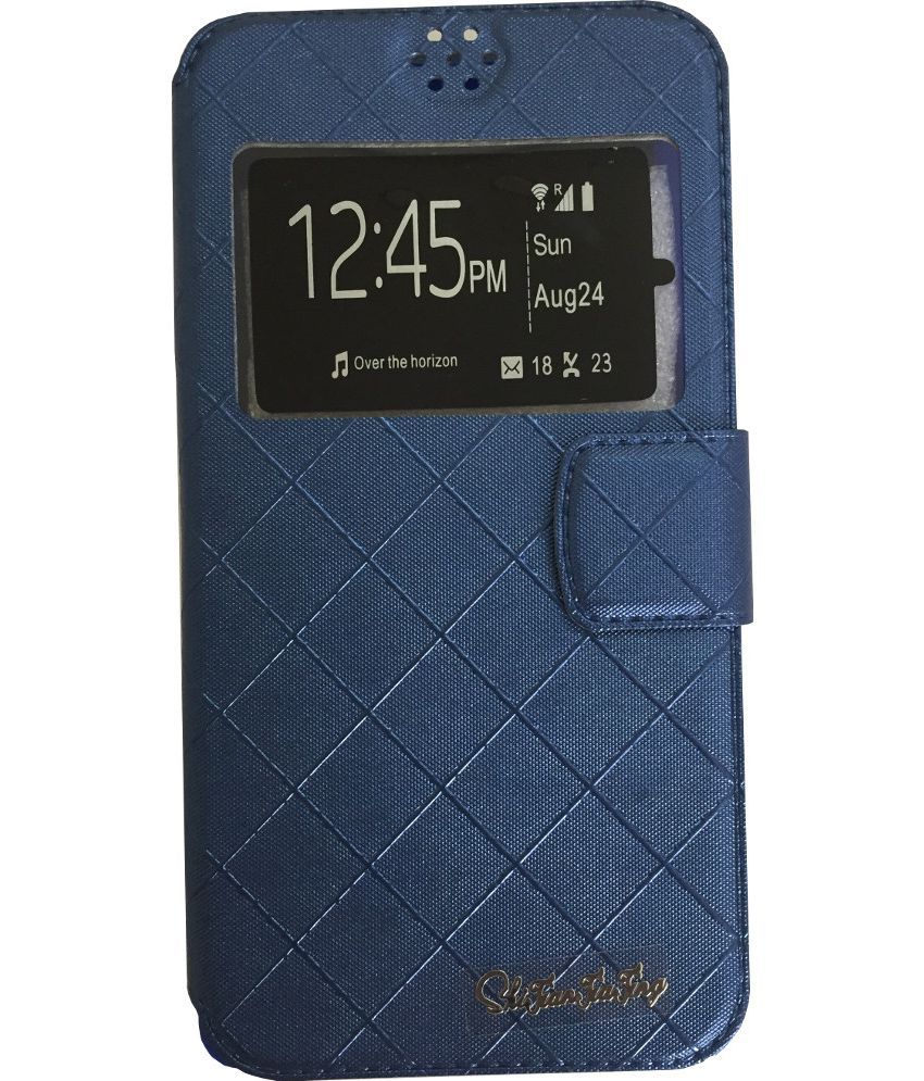 Lava V5 Flip Cover by Lomoza Blue Flip Covers Online at Low Prices