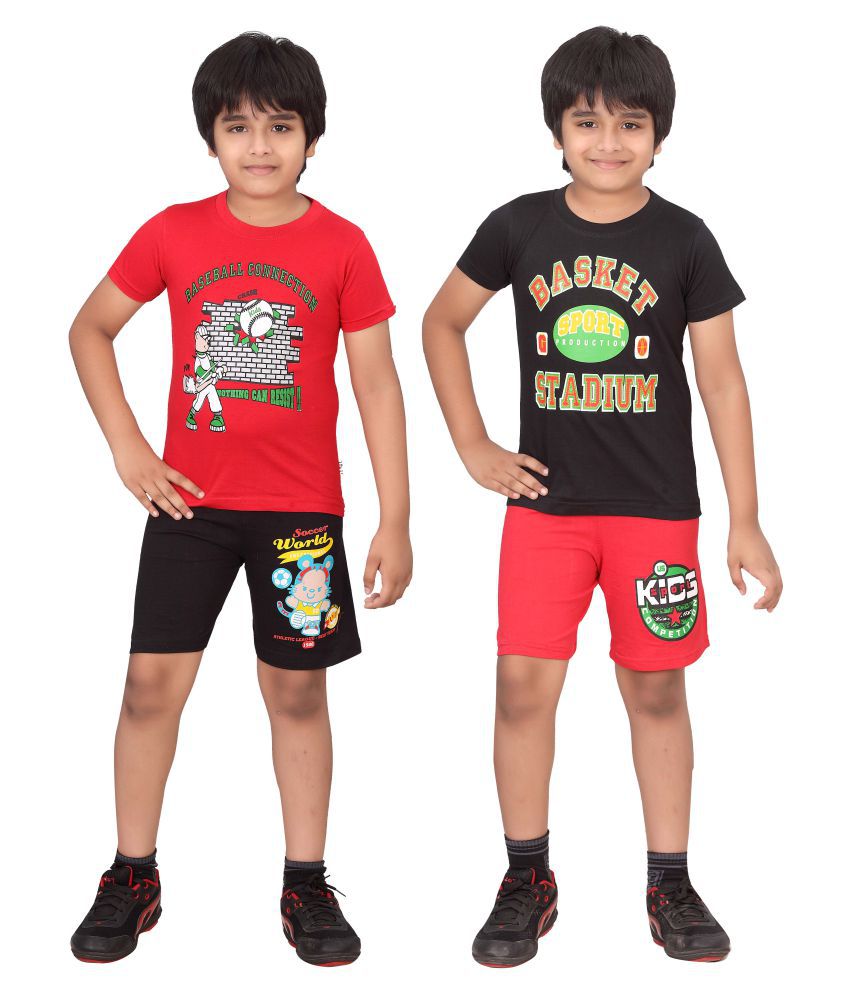 Dongli Multicolor T-Shirt and Shorts - Pack of 2