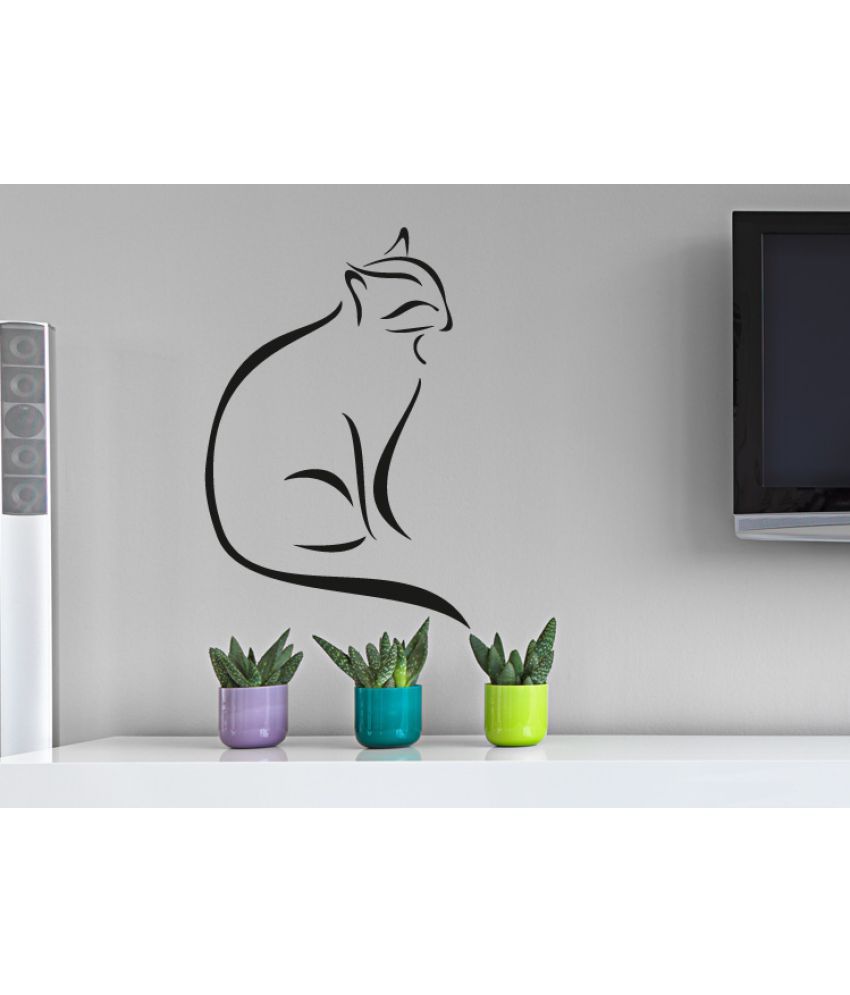     			Decor Villa Cat line art Vinyl Wall Stickers