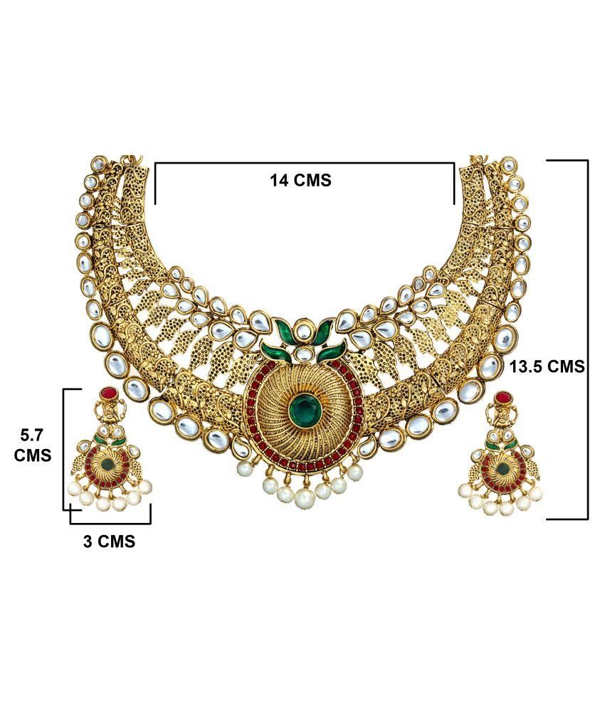 Zaveri Pearls Golden Alloy Necklace Set Buy Zaveri Pearls Golden