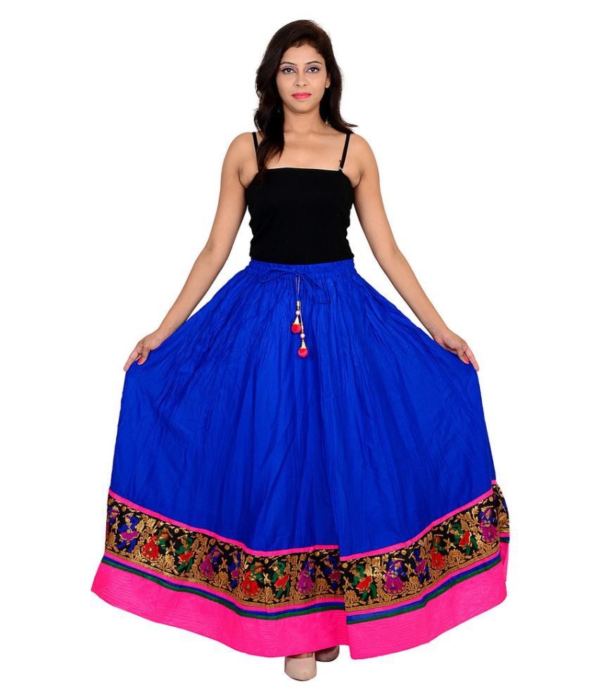 Buy Ooltah Chashma Blue Cotton Broomstick Skirt Online at Best Prices ...