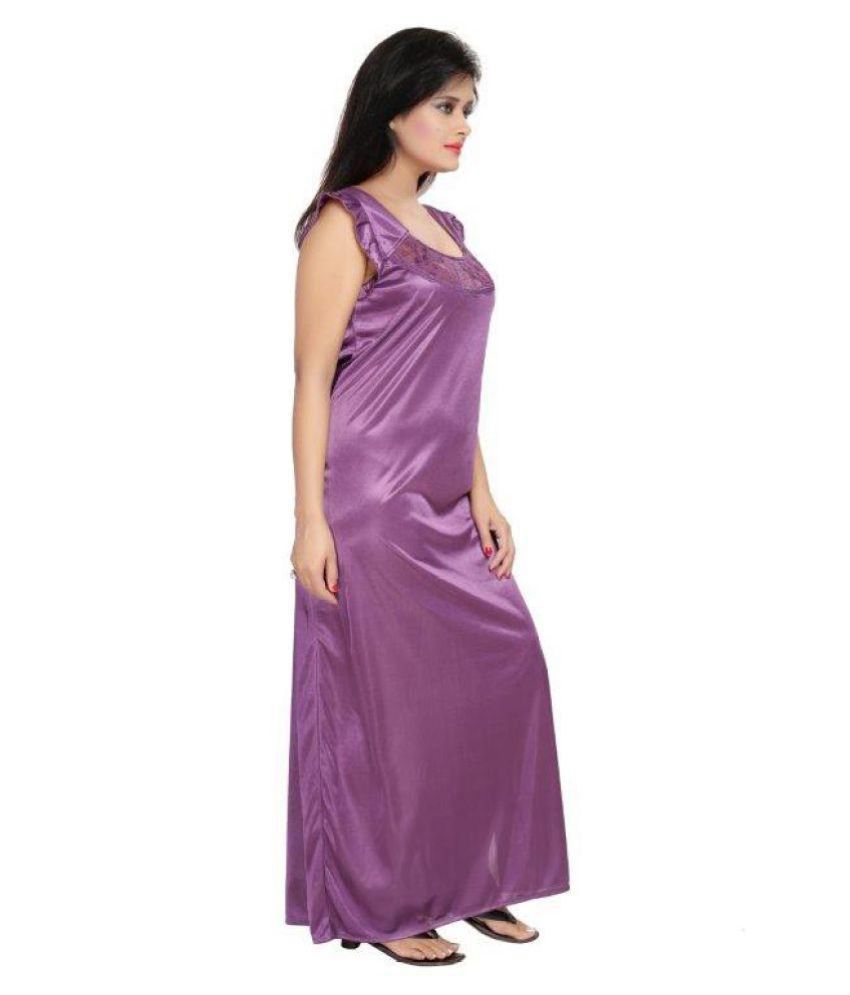 Buy Bluemoon Nighty Purple Satin Nighty And Night Gowns Online At Best
