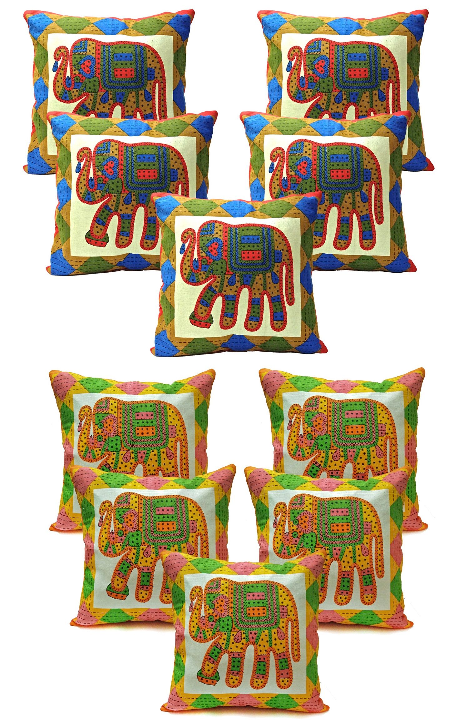 Stybuzz Multicolour Cotton Ethnic Cushion Cover Set Of 10 Buy Online