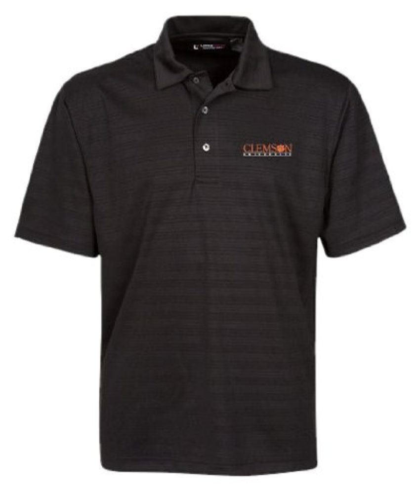 NCAA Men''s Clemson Tigers Short Sleeve Solid Texture Stripe Polo (Black, Large): Buy Online at 
