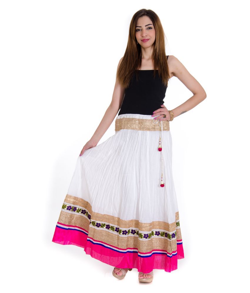 white broomstick skirt long