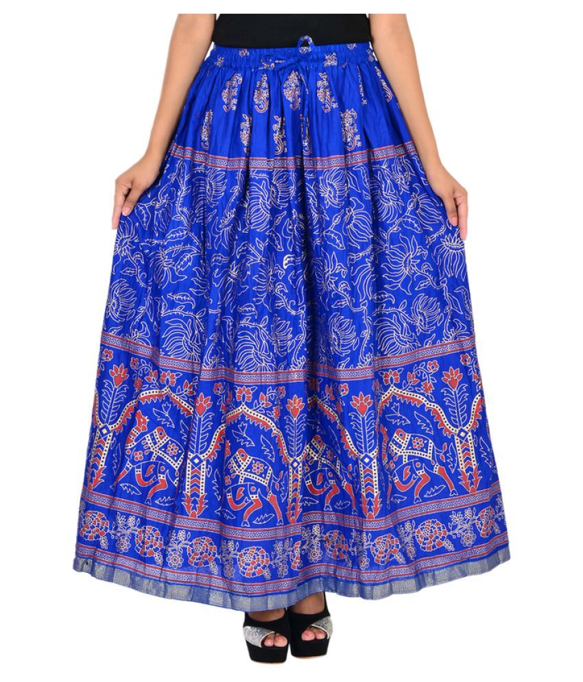 Buy Rangsthali Blue Cotton Broomstick Skirt Online at Best Prices in