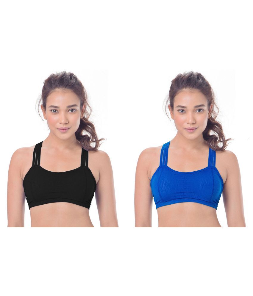 Buy Dealseven Fashion Blue Cotton Lycra Sports Bras Online at Best