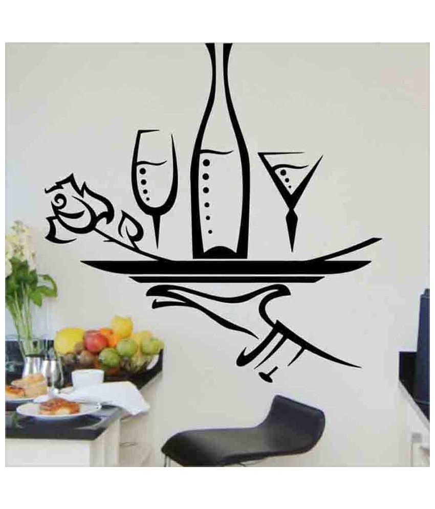     			Decor Villa Wine with gless Vinyl Wall Stickers