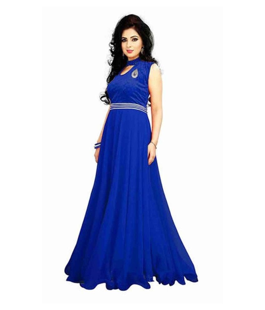 blue georgette gown
