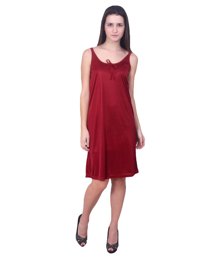 Satin Nightie In Maroon, Nightwear :: Sale Online Lingerie Shopping: Clovia