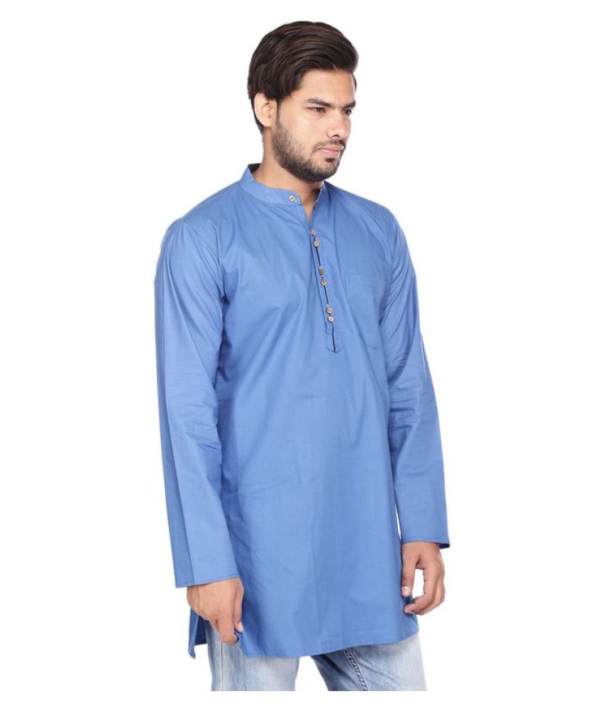 Vishal Mega Mart Blue Cotton Blend Kurta - Buy Vishal Mega Mart Blue ...