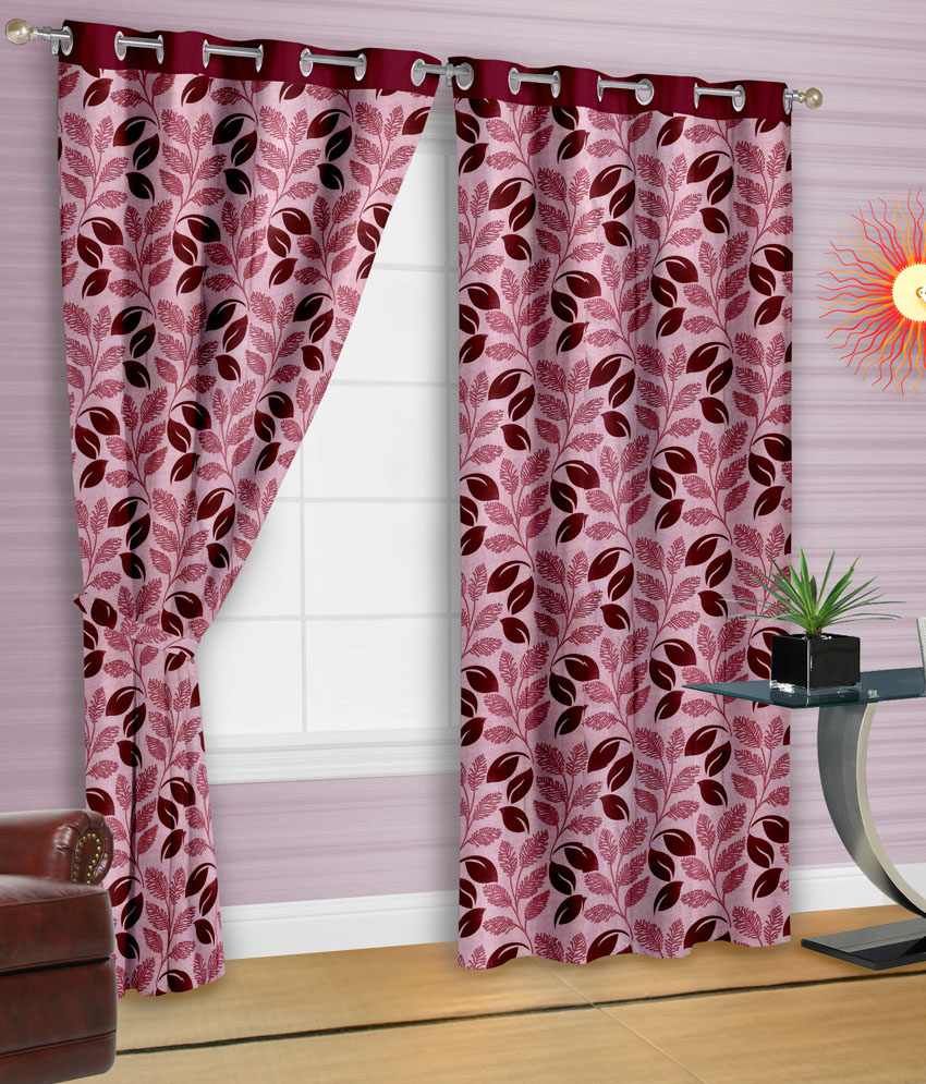 Cortina Single Long Door Eyelet Curtain Floral Red - Buy Cortina Single ...