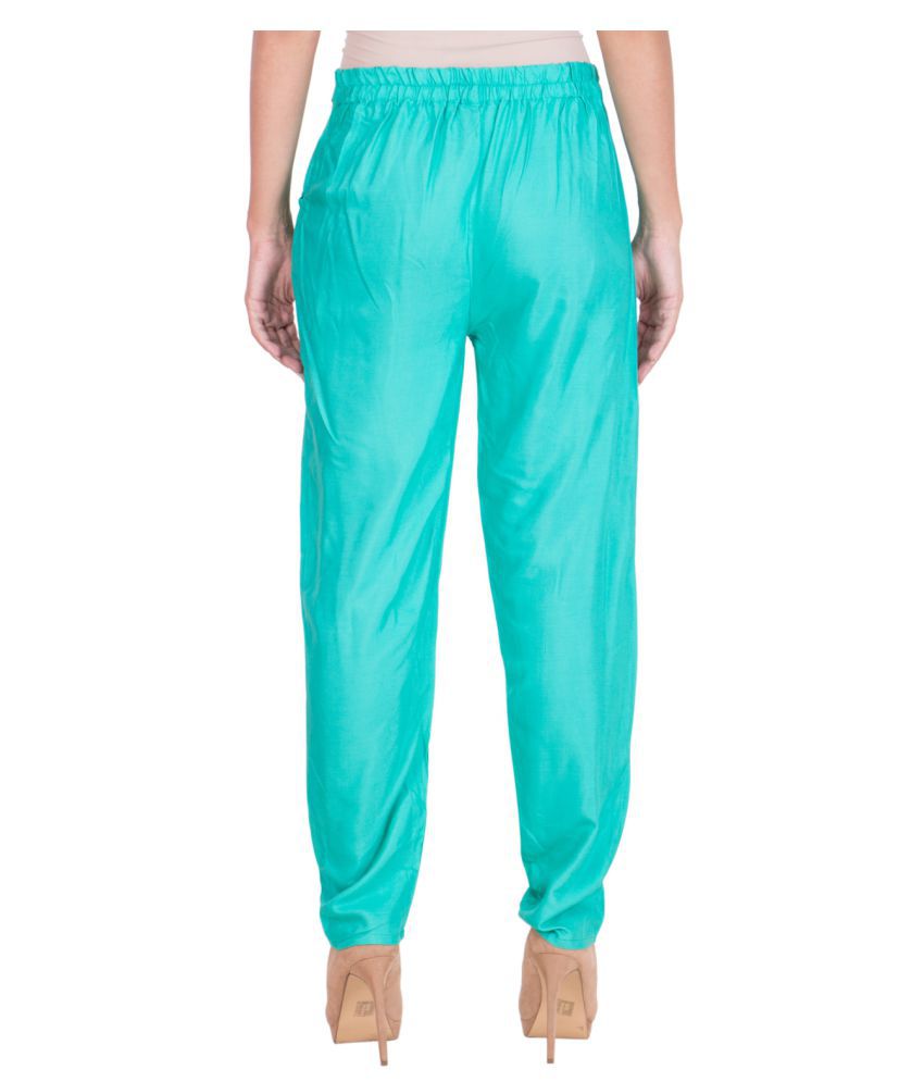 Buy Ants Turquoise Poly Cotton Casual Pants Online at Best Prices in ...