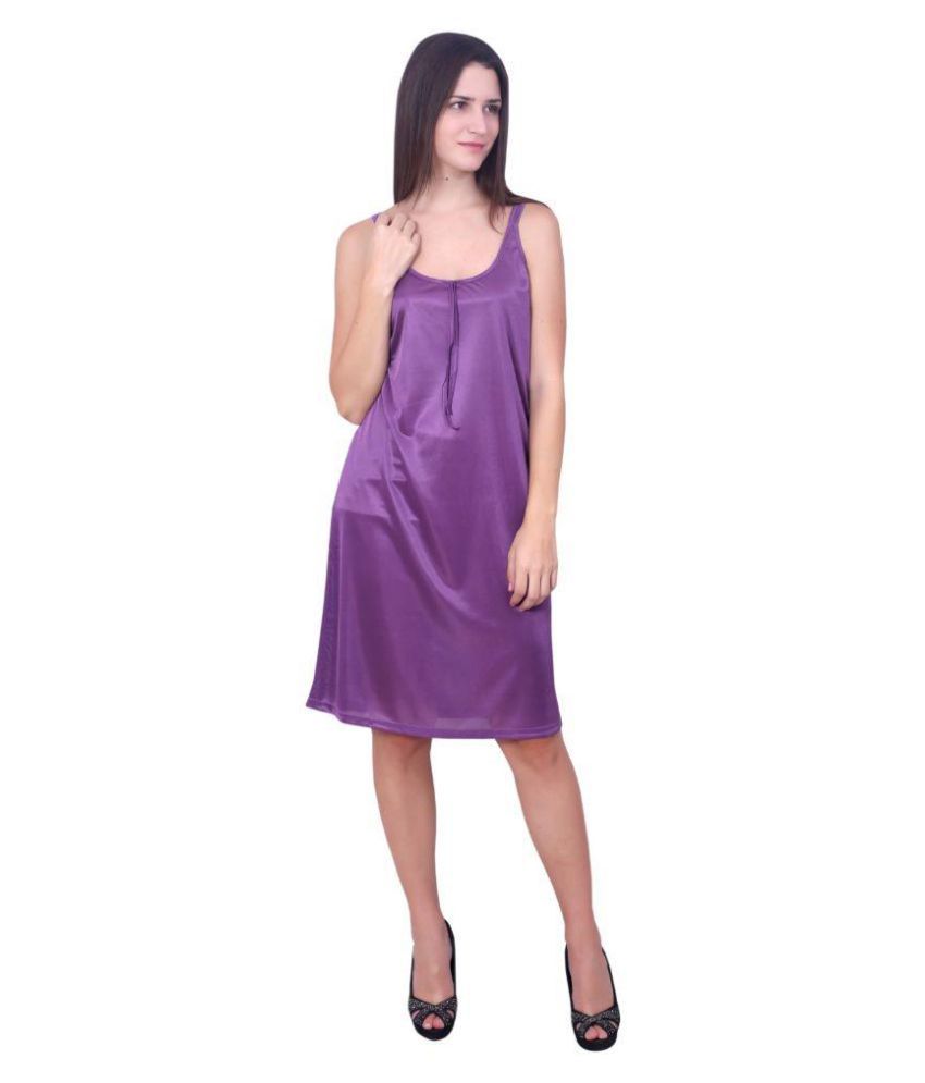     			You Forever Purple Satin Nighty & Night Gowns