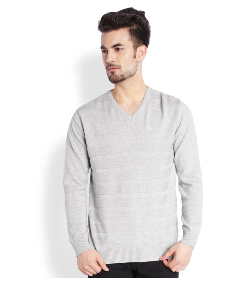 Parx Grey V Neck Sweater - Buy Parx 