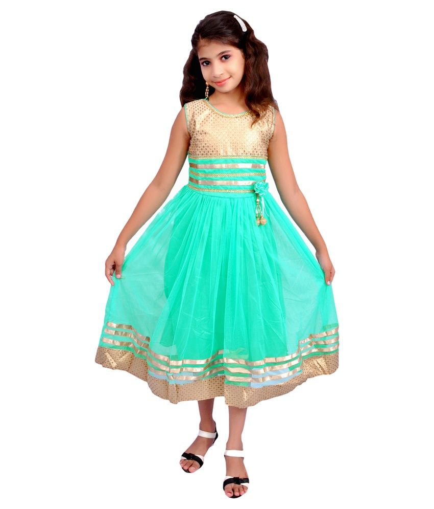 green net frock design