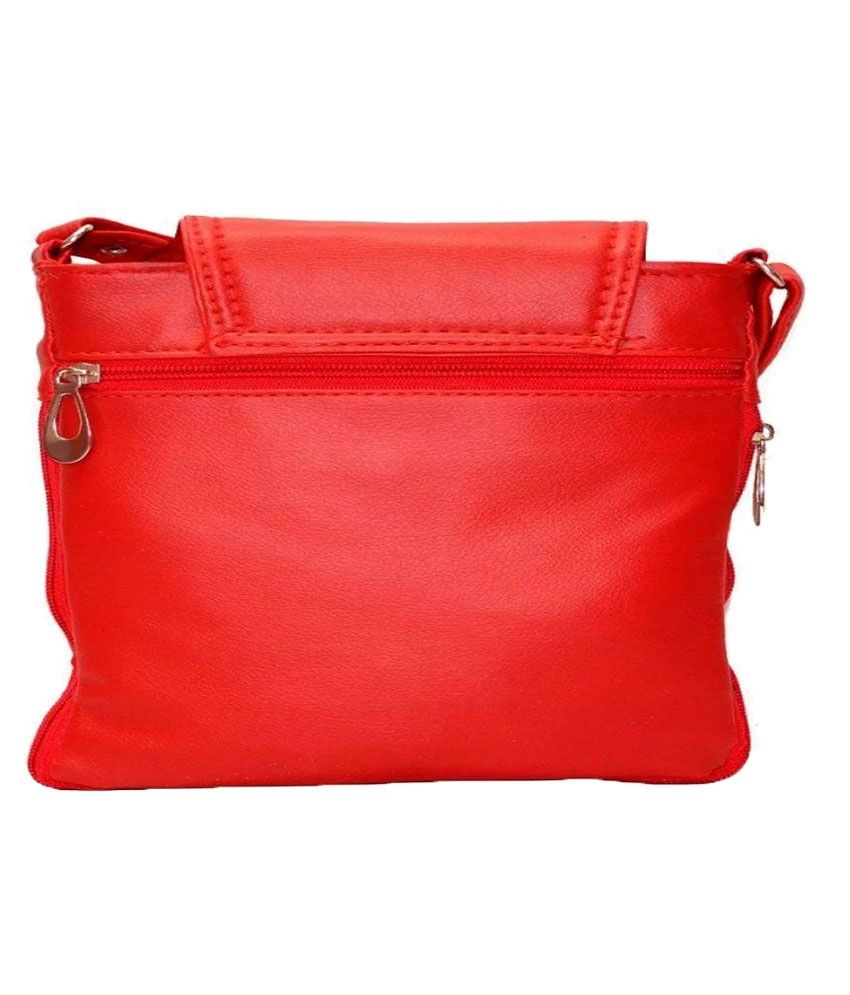 Madash Red Pure Leather Sling Bag Buy Madash Red Pure Leather Sling