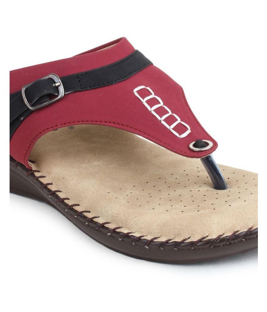 comfortable red wedges