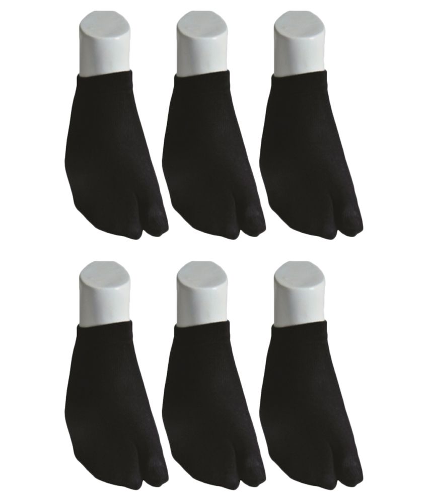     			Tahiro Black Cotton Thumb Socks - Pack Of 6