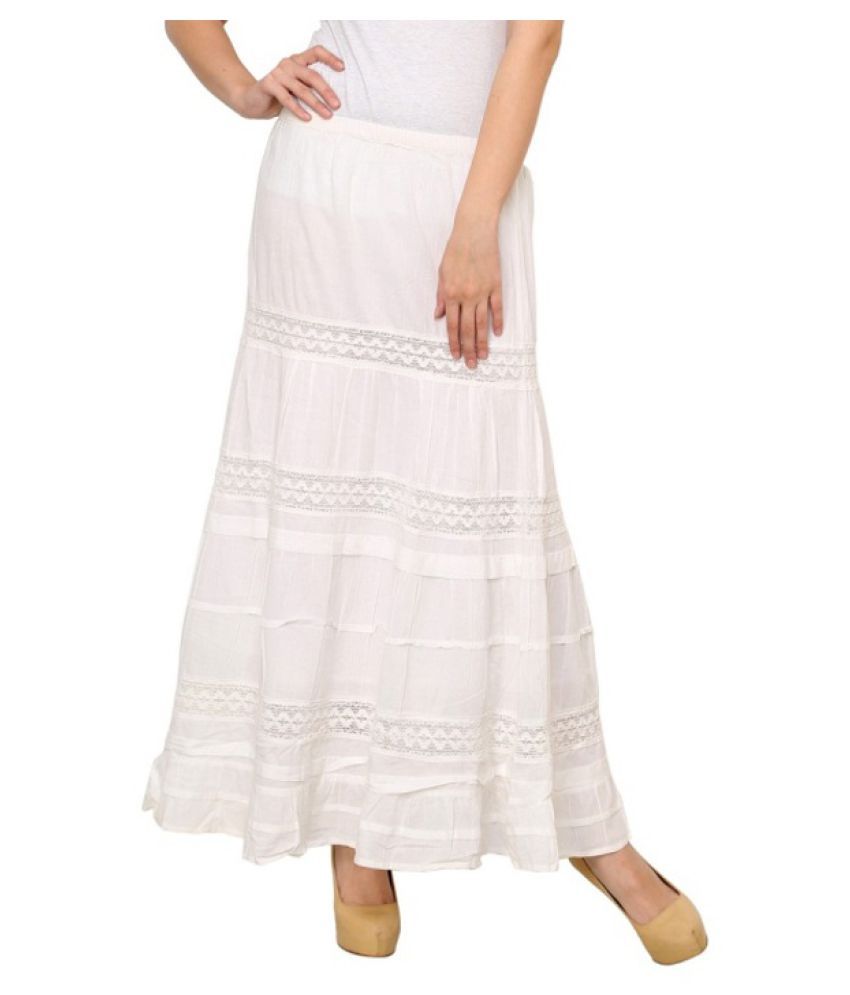 Buy iWonder White Cotton Broomstick Skirt Online at Best Prices in ...