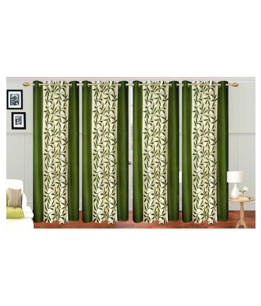     			Stella Creations Set of 4 Eyelet Curtain Printed Multi Color
