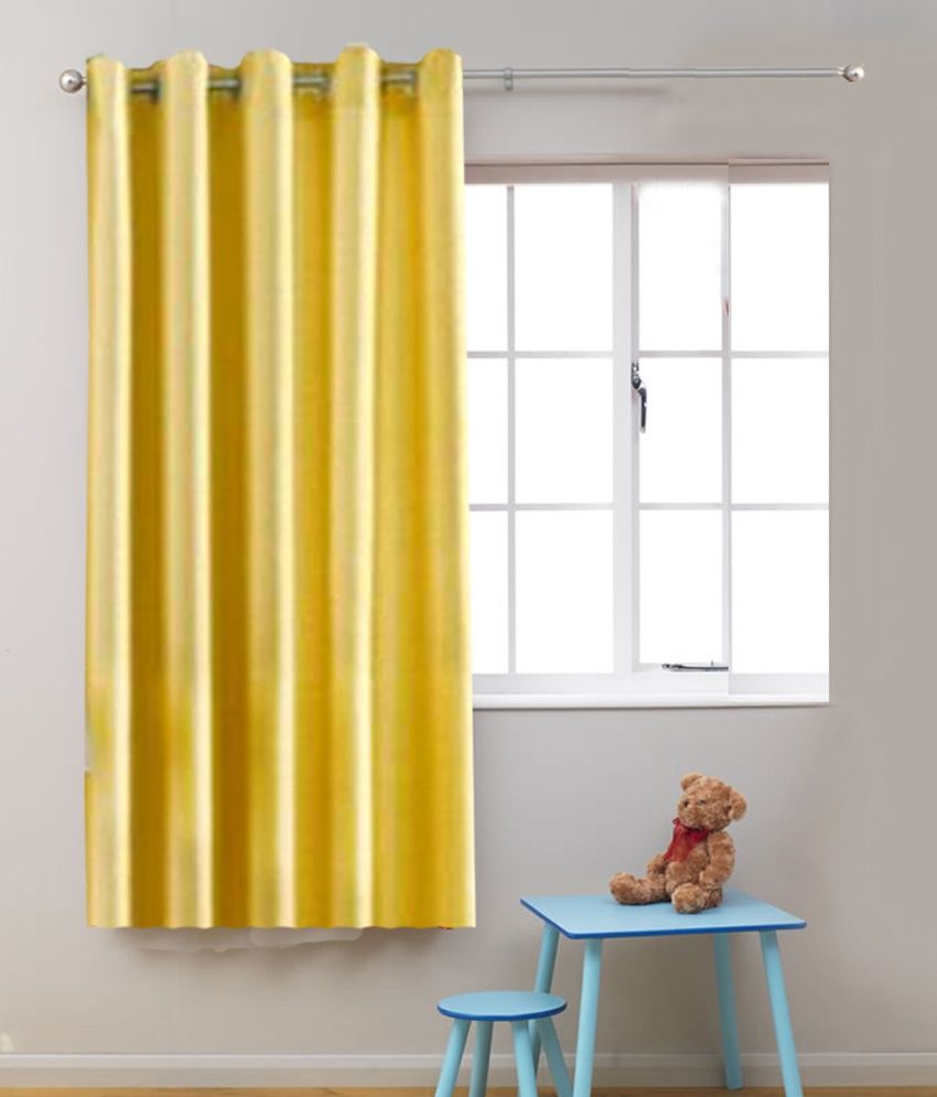     			Homefab India Single Window Eyelet Curtain Floral Yellow