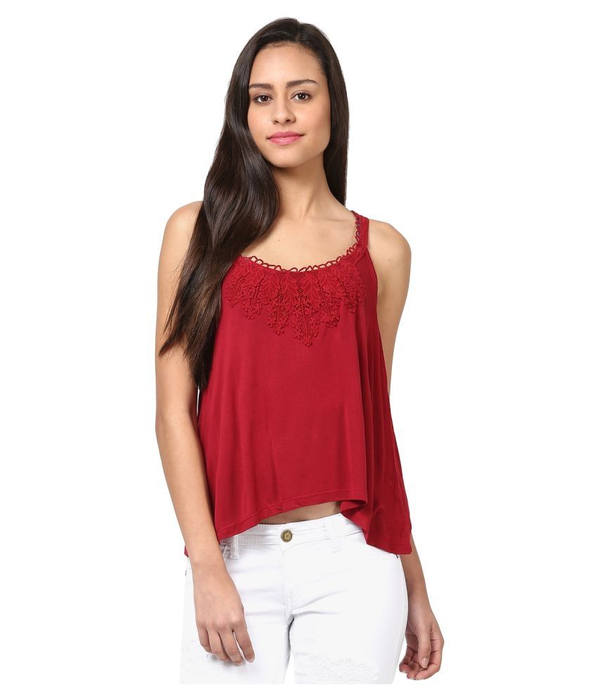 red cotton crop top