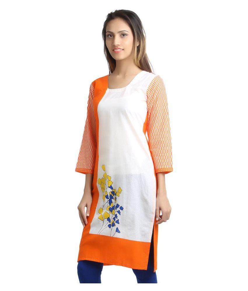 Apella Orange Cotton Kurti Buy Apella Orange Cotton Kurti Online at