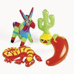 4 Inflatable Fiesta Decorations Cactus Chili Pepper Donkey Lizard