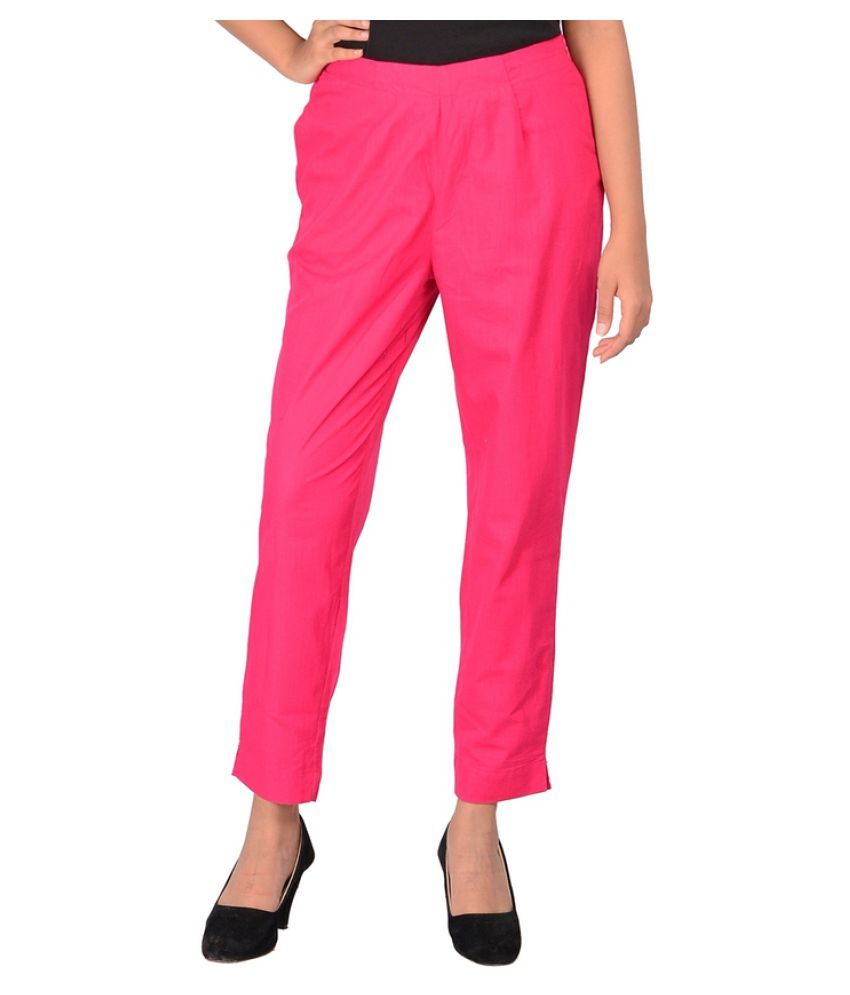 Buy Hobz Pink Cotton slub pencil pant Online at Best Prices in India ...