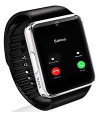 Life Like Gt08 Bluetooth Smartwatch With Sim & Sd Card Support - Silver- Rubber Strap