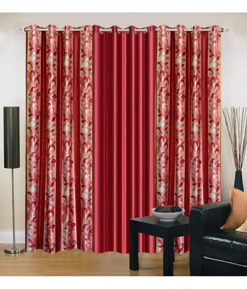     			Stella Creations Set of 3 Door Eyelet Curtains Floral Multi Color