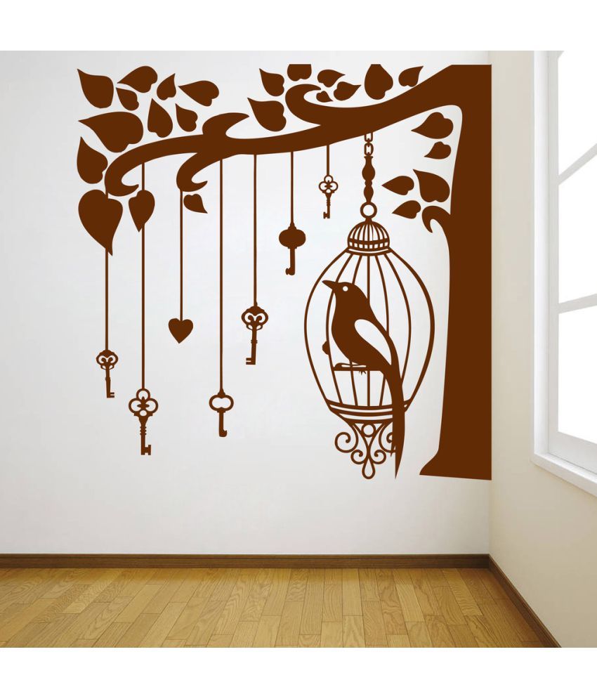     			Decor Villa Bird In The Cage PVC Wall Stickers