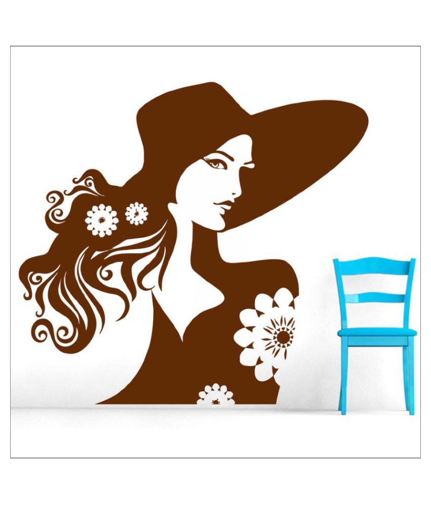     			Decor Villa Girl With Flower PVC Wall Stickers