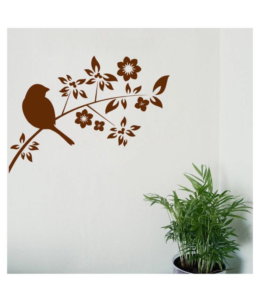     			Decor Villa Bird Sitting On The Flower PVC Wall Stickers