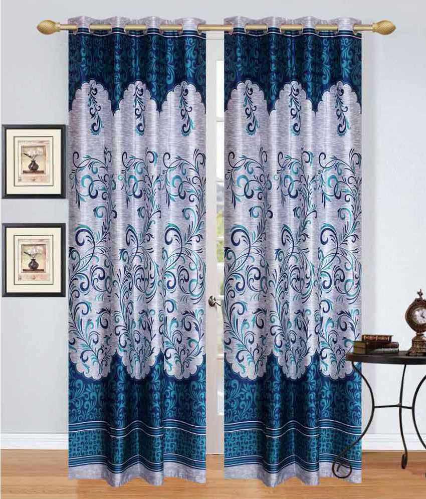     			Stella Creations Set of 2 Door Eyelet Curtains Floral Multi Color