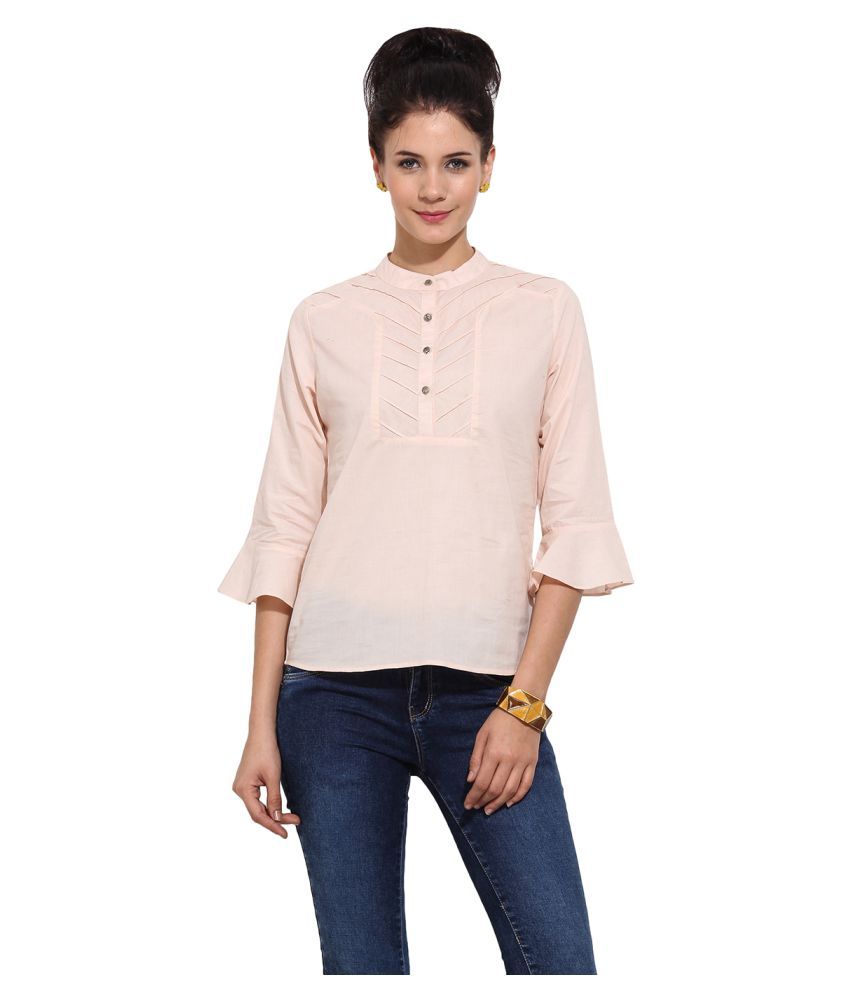 Primo Knot Peach Cotton Regular Tops - Buy Primo Knot Peach Cotton ...