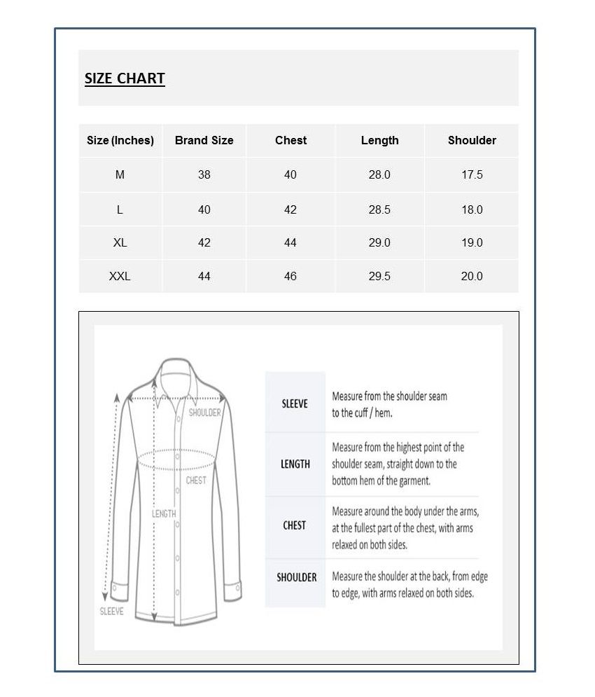 mufti shirt size chart