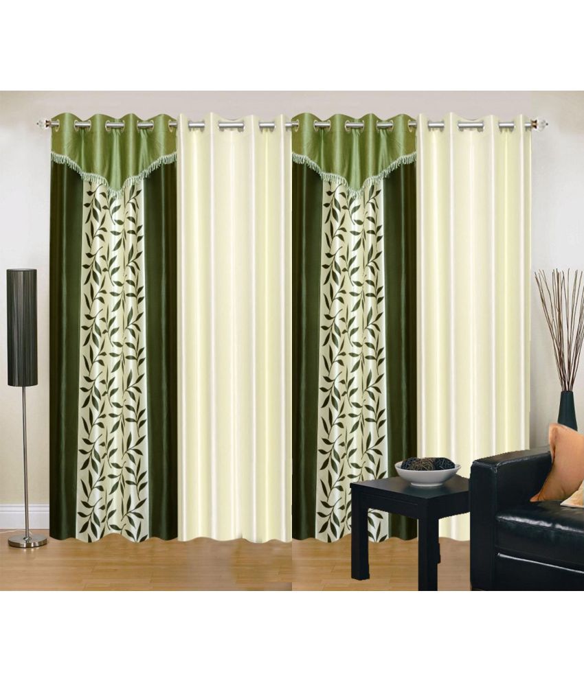     			Stella Creations Set of 4 Long Door Eyelet Curtains Abstract Multi Color