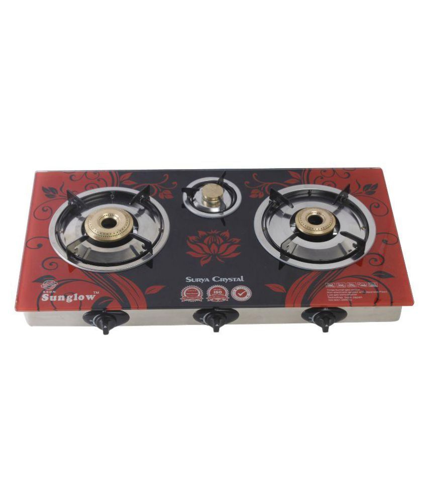 price gas stove 4 burner Surya Auto Gas Stove 965478 Burner Price Crystal 3 Glass