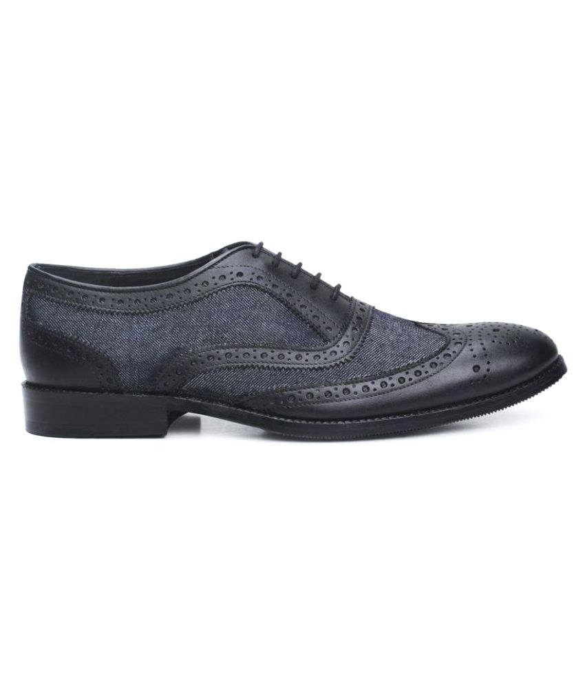 Brune Black Brogue Genuine Leather Formal Shoes Price in India- Buy ...