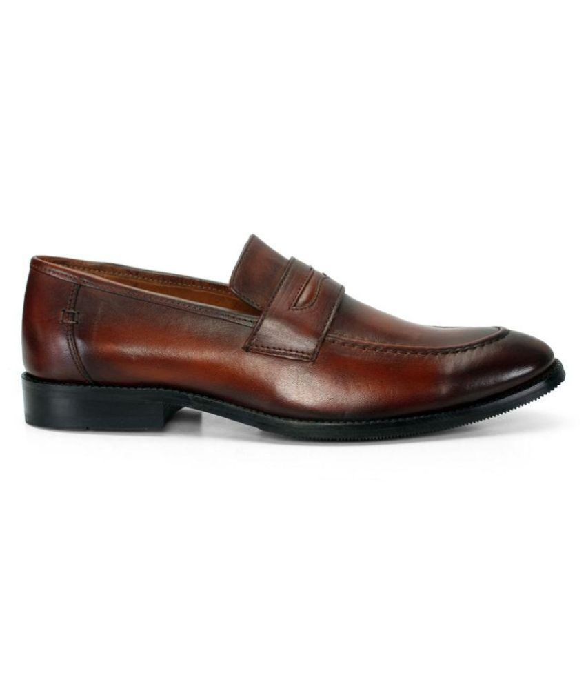 Brune Brown Slip On Genuine Leather Formal Shoes Price in India- Buy ...