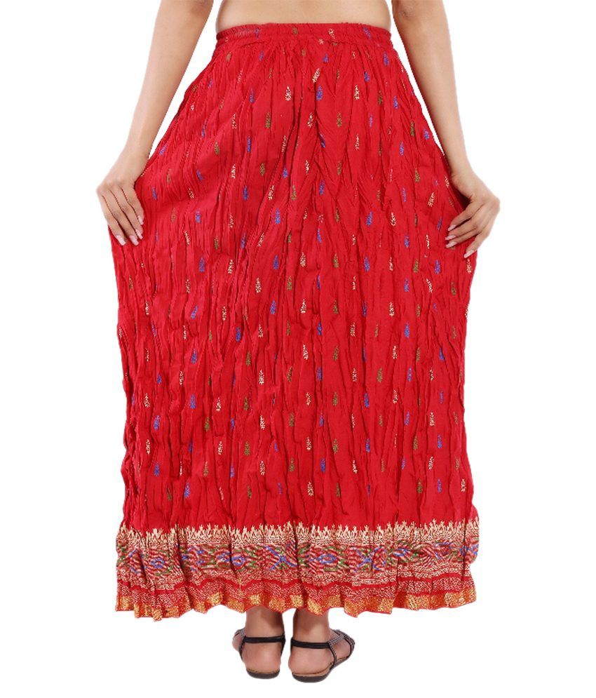 Buy Magnus Red Cotton Broomstick Skirt Online at Best Prices in India