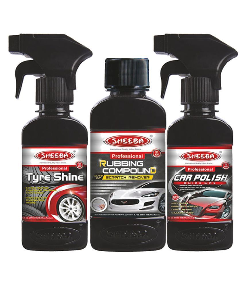 Sheeba Scratch Remover Rubbing Compound, Tyre Shine and  Car polish wax Pack of 3