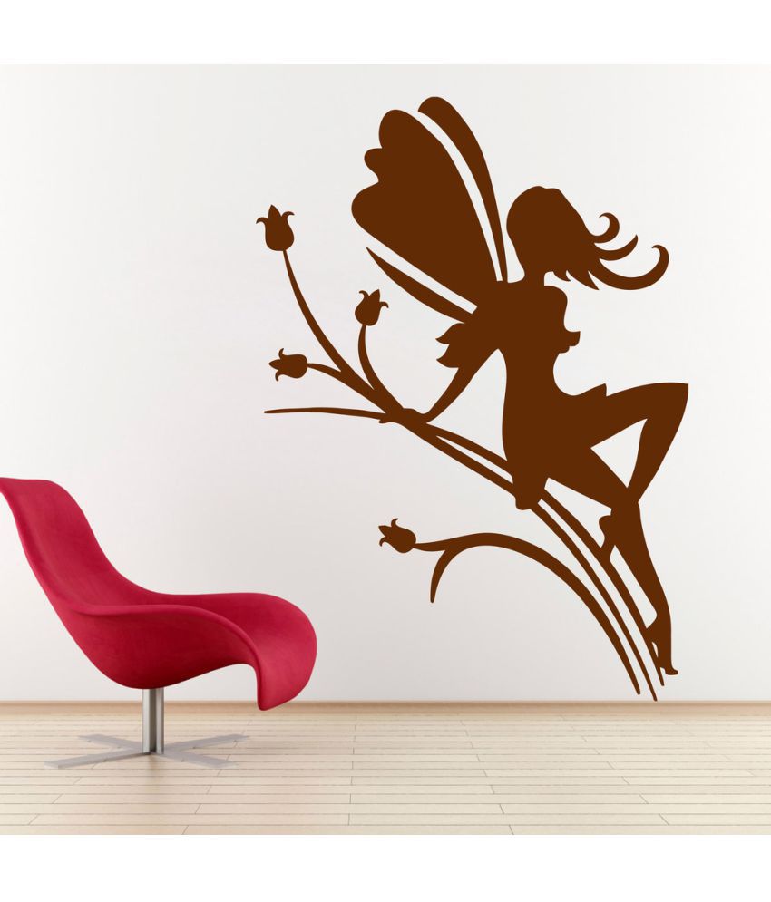     			Decor Villa Fairy Sitting On Flower PVC Wall Stickers