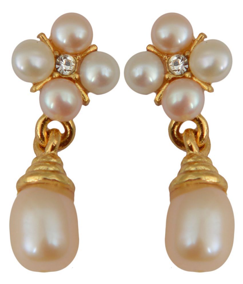 Taj Pearl Golden Hanging Earrings